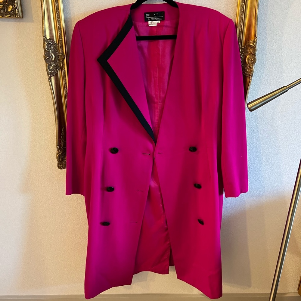 Magenta Coat With Asymmetrical Lapel - image 1